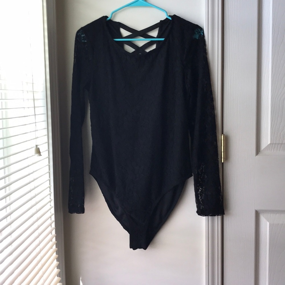 Black lace body suit